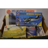 Airfix model kits including Avro Lancaster BIII Dam Buster & Supermarine Spitfire Mk Vc / Seafire