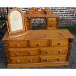 Pine chest of drawers and a mirror frame