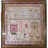 Framed George IV sampler by Sarah Middleton aged 10 dated 1825 58.