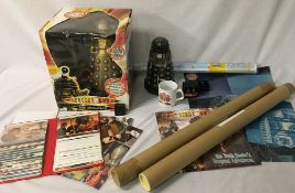 Character radio controlled Dalek, Dalek wall clock, Dr Who postcards & posters, cuff links,