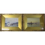 Pair of gilt framed watercolours by John McDougal RCA (1851-1945) 'Evening boats returning' and