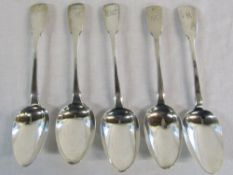 5 Georgian silver serving spoons London 1830, 1822 (2), 1827 & 1818 total weight 10.