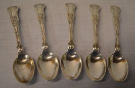 5 silver tea spoons, Sheffield 1908, total approx weight 4.