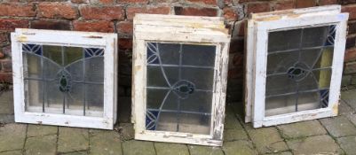 12 1930's stained glass window panels