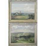 Pair of oil on board by Clive Browne 'Old Bolingbroke' and 'Church on the Hill' 48 cm x 38 cm (size