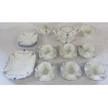 Shelley Art Deco 6 place 'Iris' pattern tea service consisting of teapot with stand,