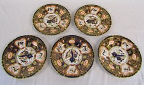 5 Royal Crown Derby imari pattern plates (1 second,