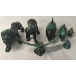 6 Blue Mountain style figures comprising lion, horse, eagle,