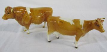 Beswick Guernsey bull 'CH Sabrina's Sir Richmond' no 1451 and cow (1st edition) no 1248A