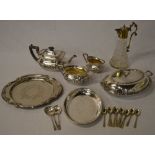 Various silver plate including a teapot,