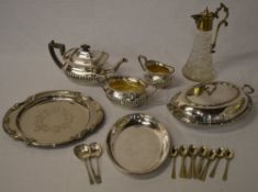 Various silver plate including a teapot,