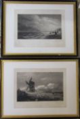 Pair of engravings 'Going to the Mill' and 'Rhyl Sands' painted by David Cox and engraved by J B