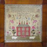 Framed early Victorian sampler by Caroline Louisa Balderson aged 11 dated 1837 53 cm x 53 cm (size