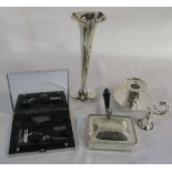 Silver plated items inc mens travelling grooming set,