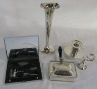 Silver plated items inc mens travelling grooming set,