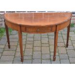 Georgian demi lune table on tappering legs with spade feet