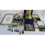 Selection of silver plate cutlery etc
