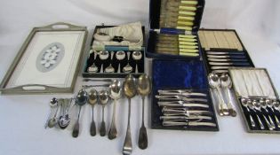 Selection of silver plate cutlery etc