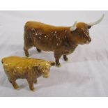 Beswick Highland cow no 1740 and calf no 1827D