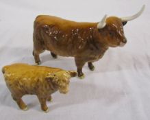 Beswick Highland cow no 1740 and calf no 1827D