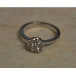 18ct white gold diamond daisy ring, approx 0.