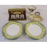 Selection of Crown Derby (cup af) & 6 Royal Worcester plates etc