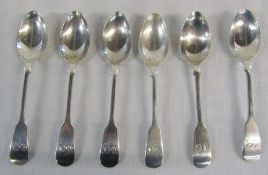 Set of 6 silver teaspoons Sheffield 1909 weight 3.