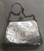 Lady's silver chatelaine purse with PW monogram. Chester 1915 total weight 1.