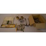 Quantity of silver plated cutlery and brass