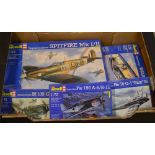 Revell model kits including 1:32 Supermarine Spitfire MK1/2, 1:72 Messerschmitt BF109,