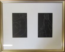 Framed pair of nude engravings by Eric Gill (1882-1940) from 25 nudes published by J M Dent & Sons