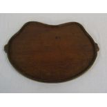Kidney shaped tray by Robert 'Mouseman' Thompson with two carved signature mice L 46 cm