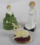 2 small Royal Doulton figurines - Belle HN2340 and Darling HN1985 & a Beswick chihuahua dog sitting