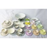6 Aynsley coffee cups and saucers one with broken handle, floral Adderley coffee cups and saucers,