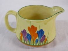 Clarice Cliff Bizarre crocus pattern jug H 9.