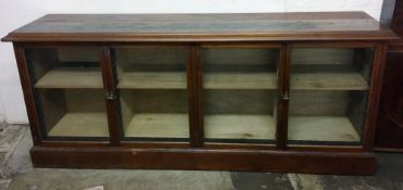 Victorian mahogany shop counter Ht 94cm W 221cm.