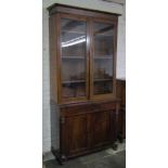 Victorian glazed display bookcase with drawer and cupboard H 220 cm L 106 cm (possible marriage)