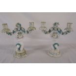 Pair of Meissen candlesticks H 22 cm (both repaired)