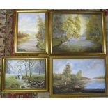 4 framed oil on board of rural scenes signed and dated P A Quipp 1987