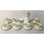 Noritake porcelain half coffee service comprising of 6 cups and saucers, cream jug,