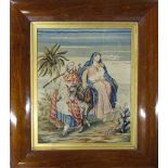Framed 19th century tapestry of Jesus,