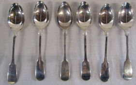 Set of 6 Victorian silver teaspoons Exeter 1874 weight 4.