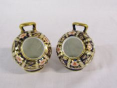 Pair of Royal Crown Derby imari pattern miniature scuttles (one handle af)