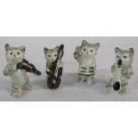 4 miniature Beswick musical cats (one with chip on ear) H 5 cm