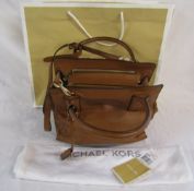 Michael Kors 'McKenna' large soft leather satchel bag walnut colour complete with original price