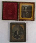 Daguerreotype portrait image of a man & one other