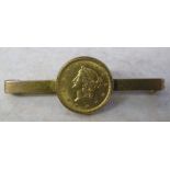 9ct gold brooch with liberty head gold dollar coin (13 mm - type I) total weight 4.05 g L 3.