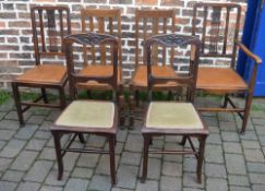 Pair of Art Nouveau chairs and 2 pairs of early 20th century chairs (6 in total)