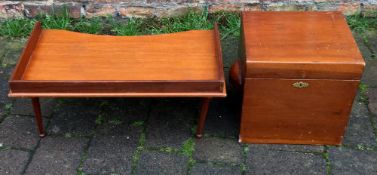 Mahogany invalid's tray and wooden shoe polish box