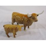 Beswick Highland cow 1740 and calf no 1827D